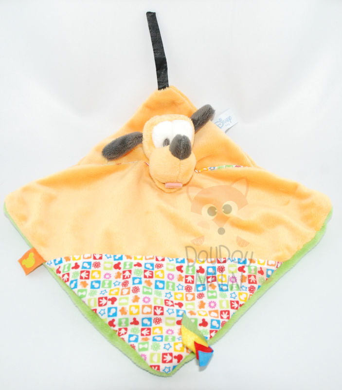  flat baby comforter soft toy pluto the pup yellow green pocket pacifinder 